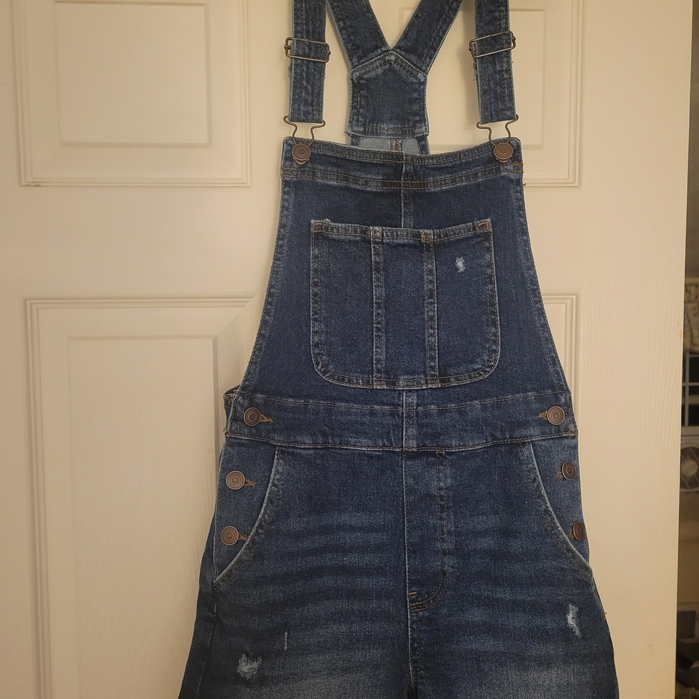 Blue Denim Overalls Shorts